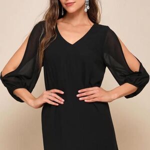 navy blue dresses for a wedding Ever-Pretty Elegant Pleated Chiffon Midi Semi Semi Formal Dress with Ruffled Sleeves Occasion Dress